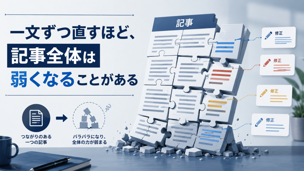 文章を直すほど記事全体で弱くなることがある
