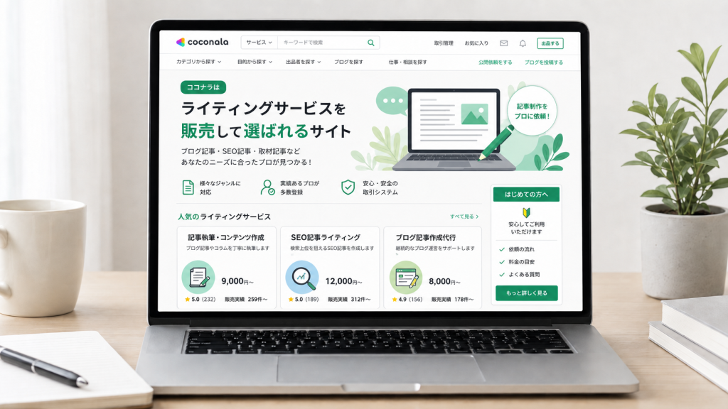 ココナラはライティングサービスを販売して選ばれるサイト