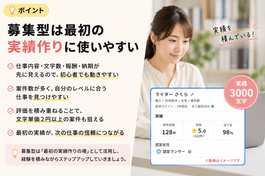 募集型は最初の実績作りに使いやすい